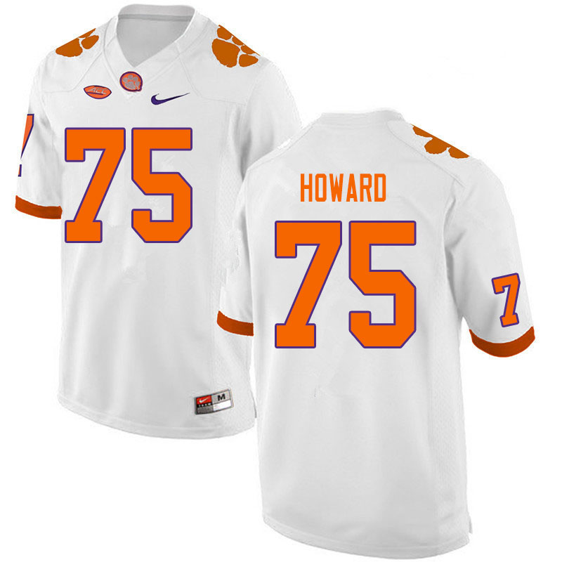 Men #75 Trent Howard Clemson Tigers College Football Jerseys Sale-White - Click Image to Close